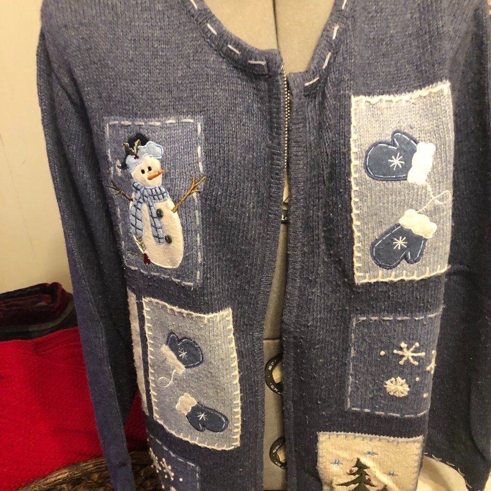 Craft & barrow Christmas Cardigan Sweater Snowmen; Size XL